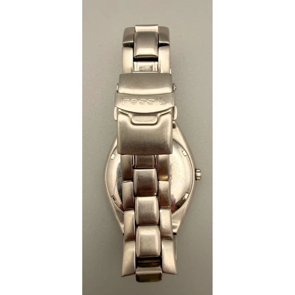 Fossil Blue AM3345 Black Dial Stainless Steel Watch 100M Quartz Men's